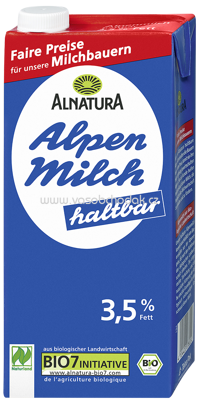 Alnatura Haltbare Alpenmilch 3,5%, 1 l