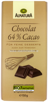 Alnatura Chocolat 64% Cacao, 150g