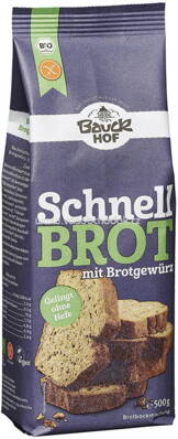 Bauckhof Backmischung Schnell Brot mit Brotgewürzen, glutenfrei, 500g