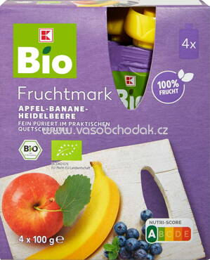 K-Bio Fruchtmark Apfel Banane Heidelbeere, 4x100g