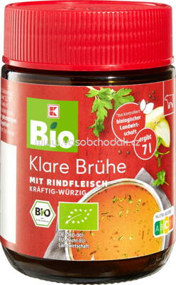 K-Bio Klare Brühe mit Rindfleisch, Glas, 140g