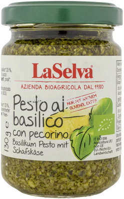 LaSelva Basilikum Pesto mit Schafskäse mit nativem Olivenöl extra, 130g