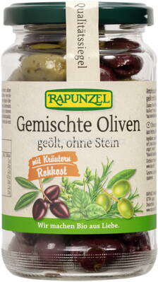 Rapunzel Oliven gemischt mit Kräutern,ohne Stein geölt, 170g
