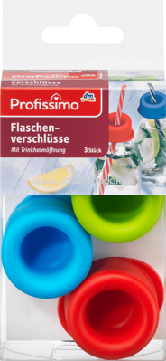 Profissimo Flaschenverschlüsse mit Trinkhalmöffnung, 3 St