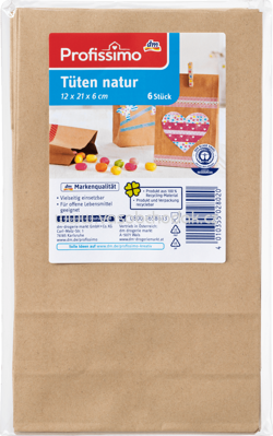 Profissimo Butterbrotpapier Tüten natur, 6 St