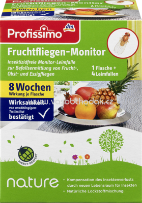 Profissimo Fruchtfliegen-Monitor Set 1 Fl. + 4 Fallen, 4 St