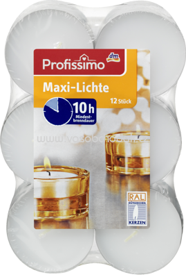 Profissimo Teelichte Maxi-Lichte weiß, 12 St