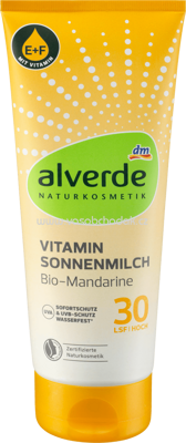 Alverde NATURKOSMETIK Sonnenmilch Vitamin, Bio-Mandarine, LSF 30, 200 ml