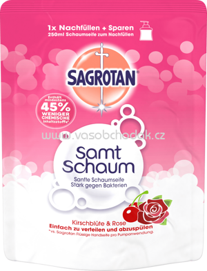 Sagrotan Samt-Schaum Handwaschschaum Kirschblüte & Rose, Nachfüllpack, 250 ml