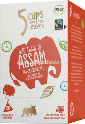 5 CUPS 8.20 Train to Assam Bio Schwarztee, 20 Beutel