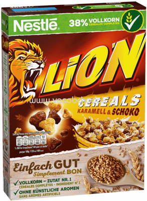 Nestlé Lion Cereals Karamell & Schoko und 38% Vollkorn, 400g