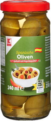 K-Classic Spanische Oliven gefüllt mit Paprikapaste, 230g