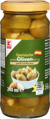 K-Classic Spanische Oliven gefüllt mit Mandeln, 215g