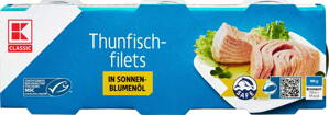 K-Classic Thunfischfilets in Sonnenblumenöl, 3x80g