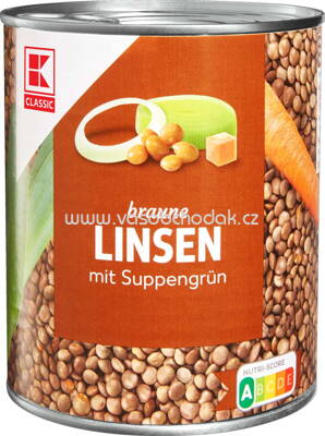 K-Classic Braune Linsen mit Suppengrün, 800g