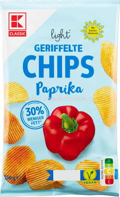 K-Classic Geriffelte Chips Parika, light, 150g