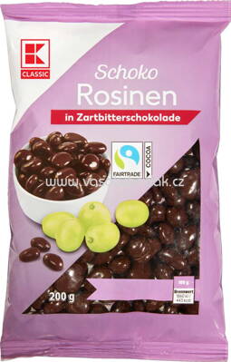K-Classic Schoko Rosinen in Zartbitterschokolade, 200g