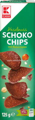K-Classic Haselnuss Schoko Chips mit Reiscrispies, 125g