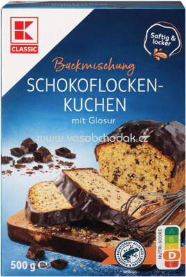 K-Classic Backmischung Schokoflocken Kuchen mit Glasur, 500g