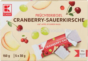 K-Classic Früchteriegel Cranberry-Sauerkirsche, 5x30g