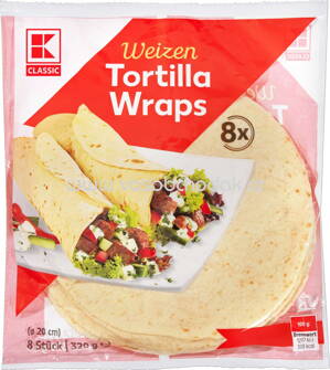 K-Classic Weizen Tortilla Wraps, 8 St, 320g