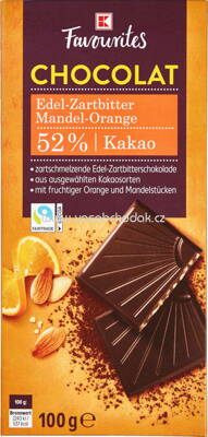 K-Favourites Chocolat Edel Zartbitter Mandel Orange 52% Kakao, 100g