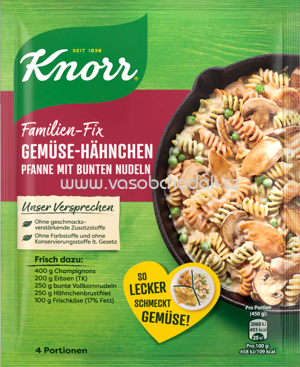 Knorr Fix Familien Gemüse Hähnchen Pfanne mit Bunten Nudeln, 1 St