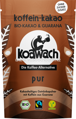 Koawach Kakao Pulver, Pur mit Guarana, zuckerfrei, 100g