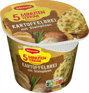 Maggi 5 Minuten Terrine Kartoffelbrei mit Steinpilzen, Becher, 1 St