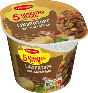 Maggi 5 Minuten Terrine Linsentopf mit Kartoffeln, Becher, 1 St