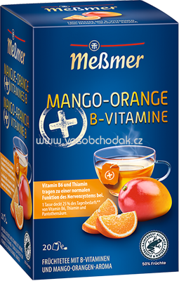 Meßmer PLUS Tee Mango-Orange + Vitamine B, 20 Beutel