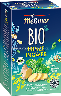 Meßmer Bio Kräutertee Minze Ingwer, 20 Beutel