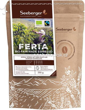 Seeberger Bio-Fairtrade Espresso Feria ganze Bohne, 250g