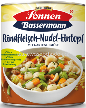 Sonnen Bassermann Eintopf - Rindfleisch Nudel Eintopf mit Gartengemüse, 800g