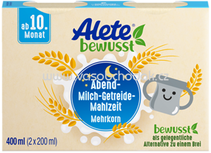 Alete Abend Milch Getreide Mahlzeit Mehrkorn, ab 10. Monat, 2x200ml, 0,4 l