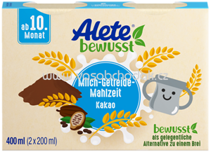 Alete Milch Getreide Mahlzeit Kakao, ab 10. Monat, 2x200 ml, 0,4l
