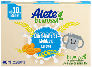 Alete Milch Getreide Mahlzeit Karotte, ab 10. Monat, 2x200 ml, 0,4l