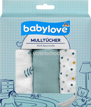 Babylove Mulltücher Blätter Grün, 3 St