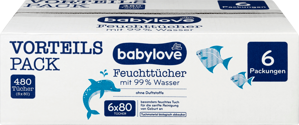 Babylove Feuchttücher mit 99% Wasser, 6x80 St, 480 St