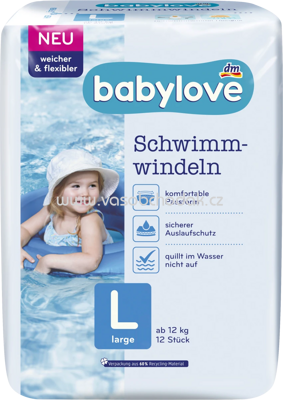 Babylove Schwimmwindeln Gr. L, 12+ kg, 12 St