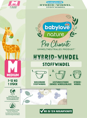 Babylove Stoffwindel nature Pro Climate Hybrid, Motiv Waldtiere, Gr. M (7-12 kg), 1 St
