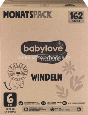 Babylove Windeln nature Gr. 6, XXL, 15-20 kg, Monatspack, 144 St