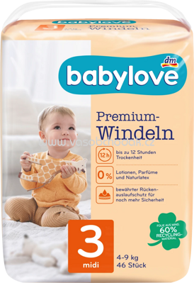 Babylove Windeln Premium Gr. 3, Midi, 4-9 kg, 46 St
