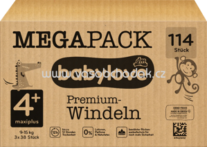 Babylove Windeln Premium Gr. 4+ Maxiplus, 9-15 kg, Megapack, 114 St