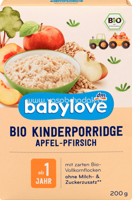 Babylove Bio Kinderporridge Apfel-Pfirsich, ab 1 Jahr, 200g