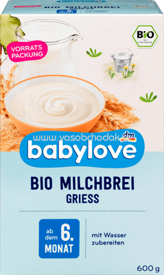 Babylove Bio Milchbrei Griess, ab dem 6. Monat, 600 g
