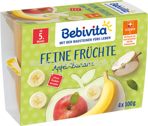 Bebivita Feine Früchte Apfel-Banane, ab dem 5. Monat, 4x100g, 400g