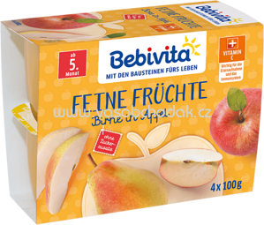 Bebivita Feine Früchte Birne in Apfel, ab dem 5. Monat, 4x100g, 400g