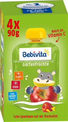 Bebivita Quetschbeutel Gartenfrüchte, ab 1 Jahr, 4x90g, 0,36kg
