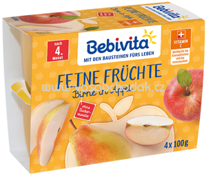 Bebivita Feine Früchte Birne in Apfel, nach dem 4 Monat, 4x100g, 0,4kg